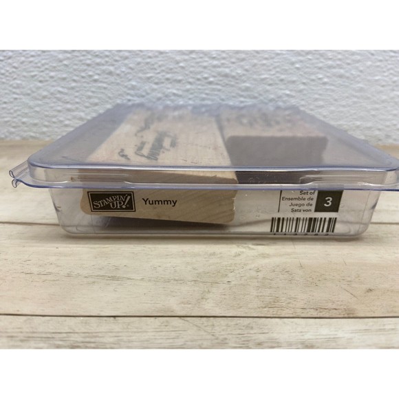 Stampin Up Yummy Set Of 3 Wood Mounted Rubber Stamps - Picture 3 of 3